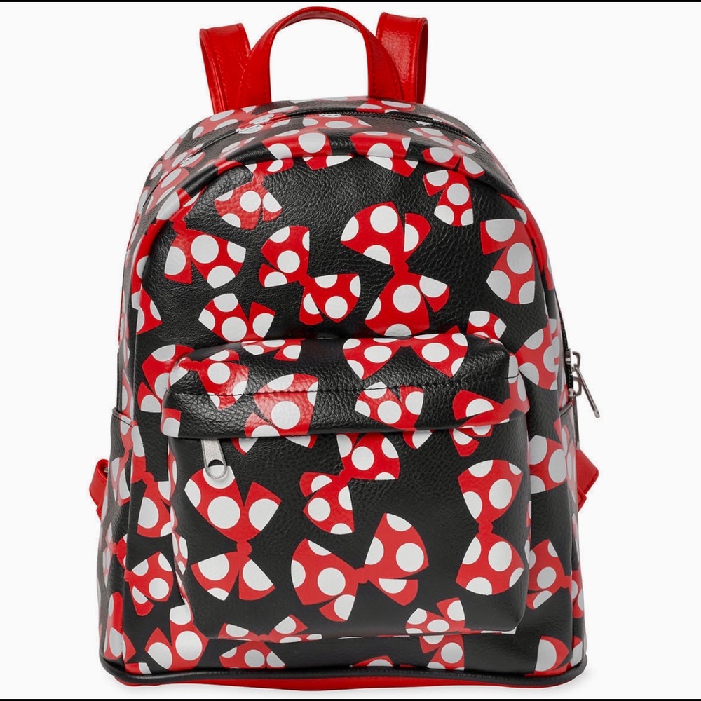 DISNEY MINNIE MOUSE BACKPACK BOWS RED BLACK POLKA DOT PARKS PURSE MICKEY